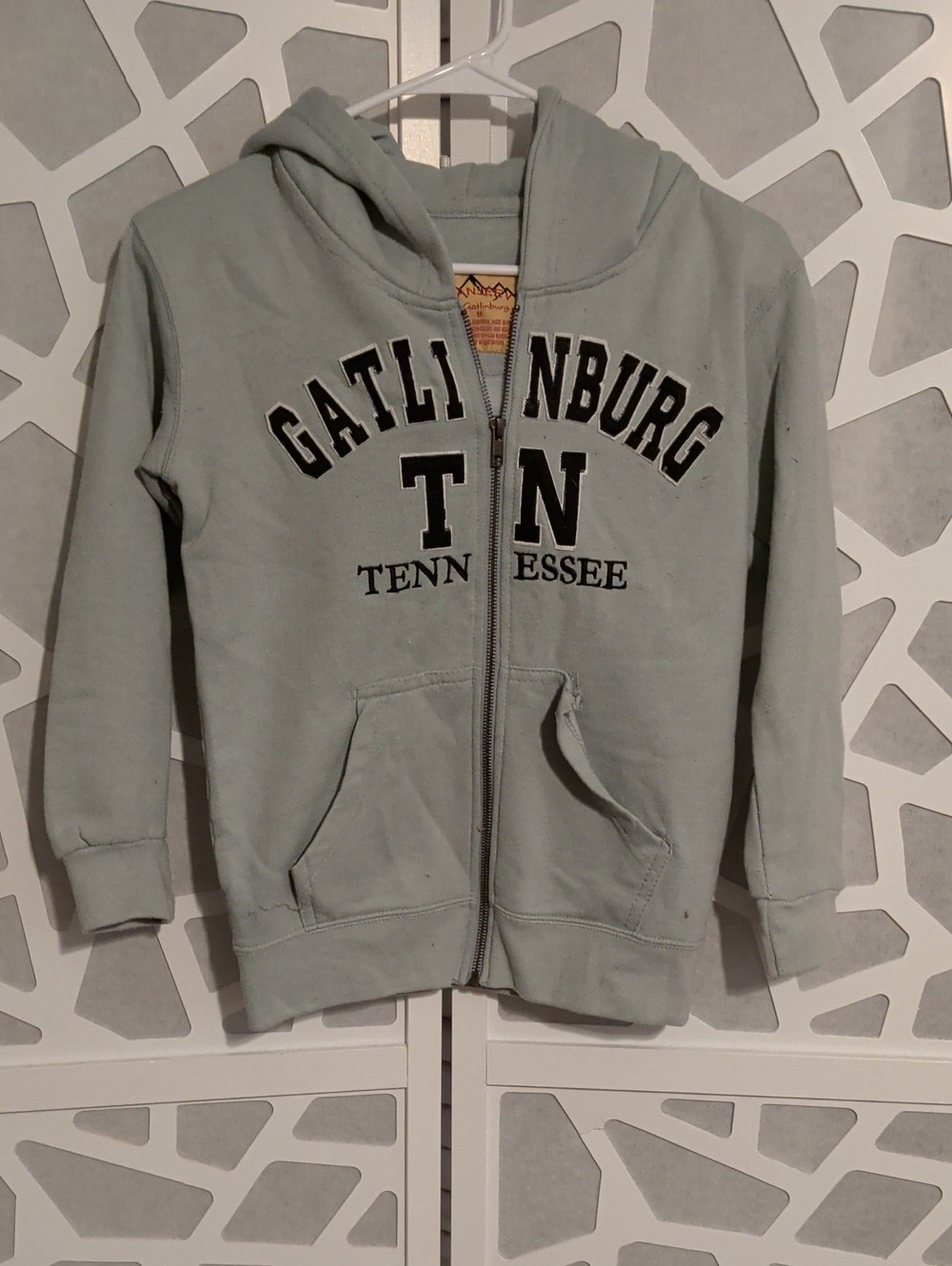 Gatlinburg Tennessee Kids Zip-Up Hoodie in Sage Green
